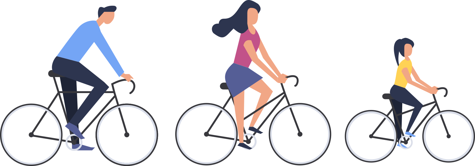 trois vélos qui se suivent